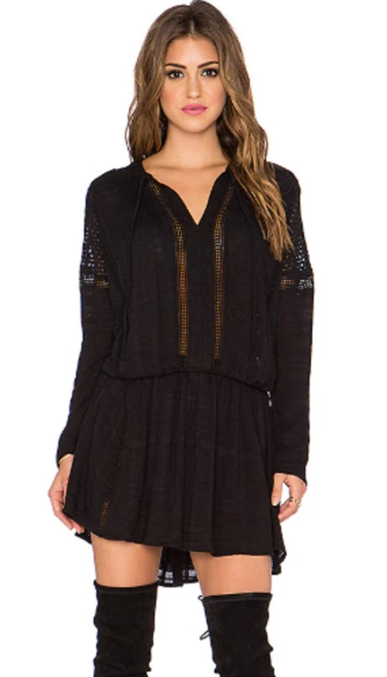 Free People Nomad Peasant Dress Size Medium Black